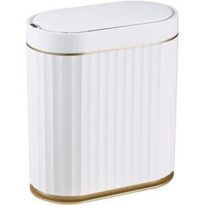 Motion Sensor Trash Can 2 Gallon White Gold Slim Bathroom Kitchen Office Bin